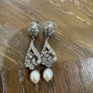 Elegant Silver and Pearl Drop Earrings